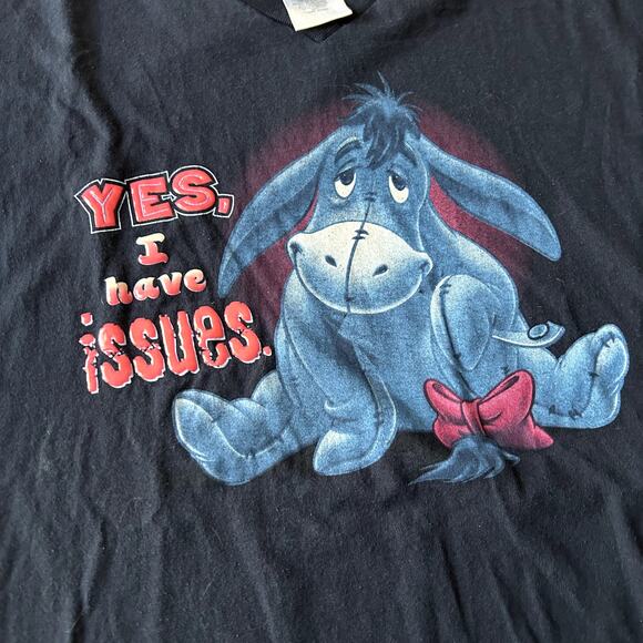 Disney Pooh Vintage Eeyore Yes I Have Issues Bubble Graphic Tee Adult Size Large - Picture 2 of 5